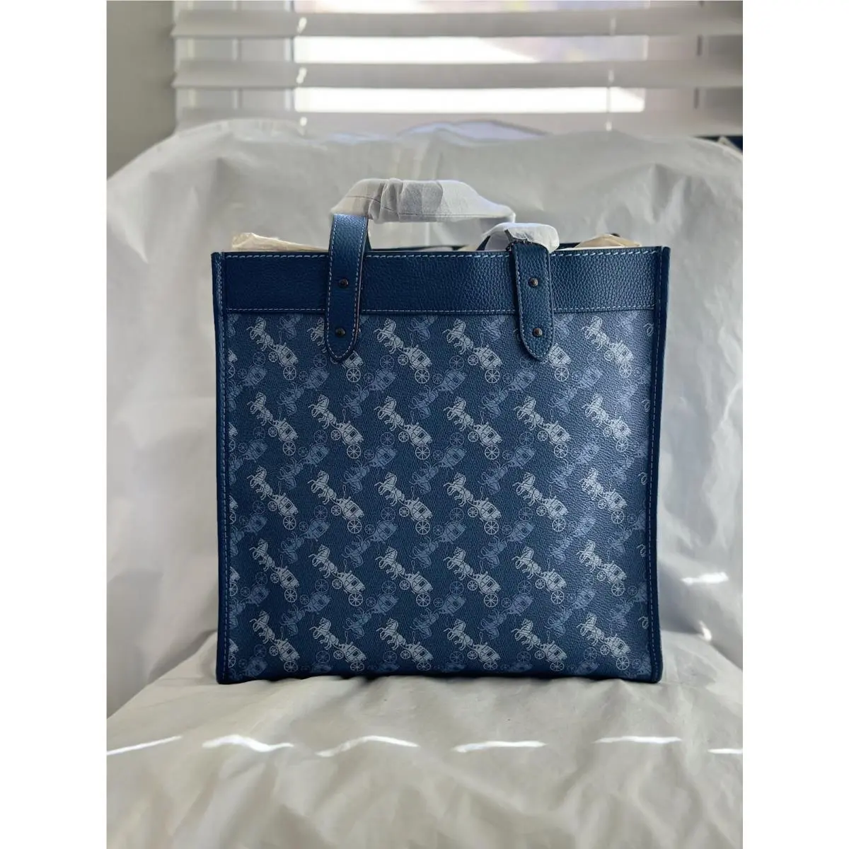Coach Shoulder Bag Field Tote Horse and Carriage 89143 True Blue