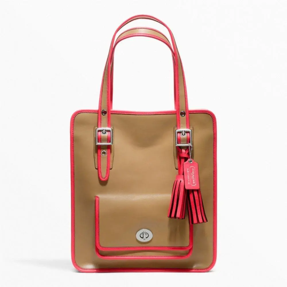 Coach Archival Two Tone Leather Magazine Tote Purse F22410 Brown