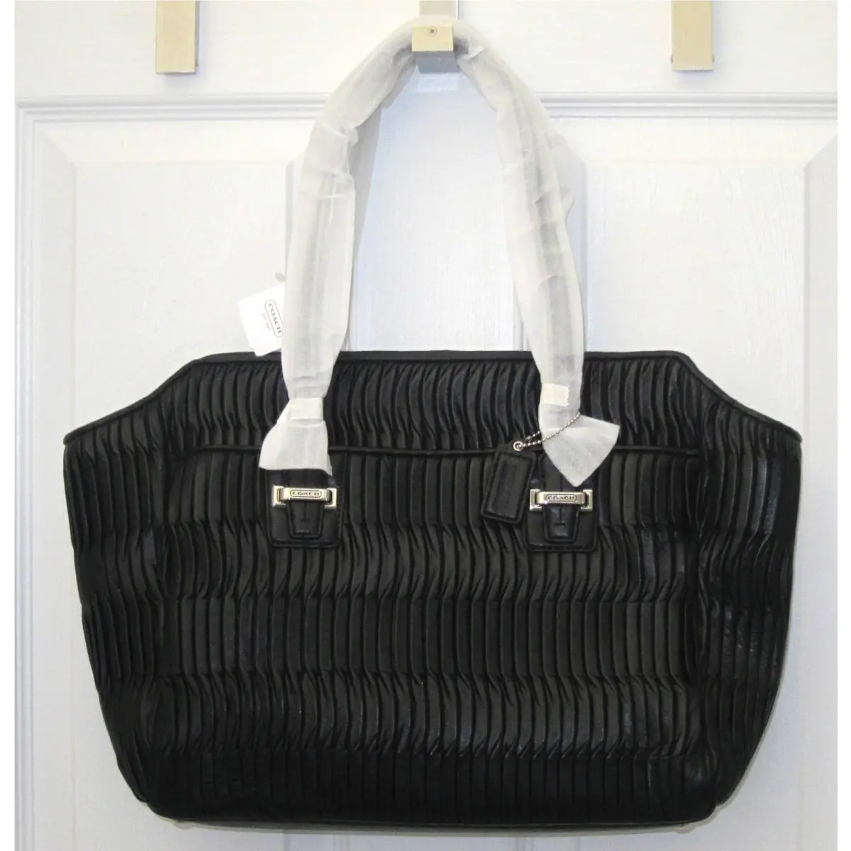 Coach 25252 Taylor Gathered Leather Alexis Carryall Tote Bag Black