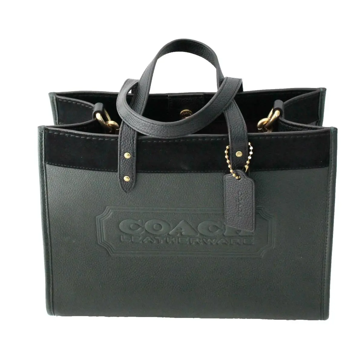 Coach Field Tote 30 Green Colorblock Leather Shoulder Bag C6035