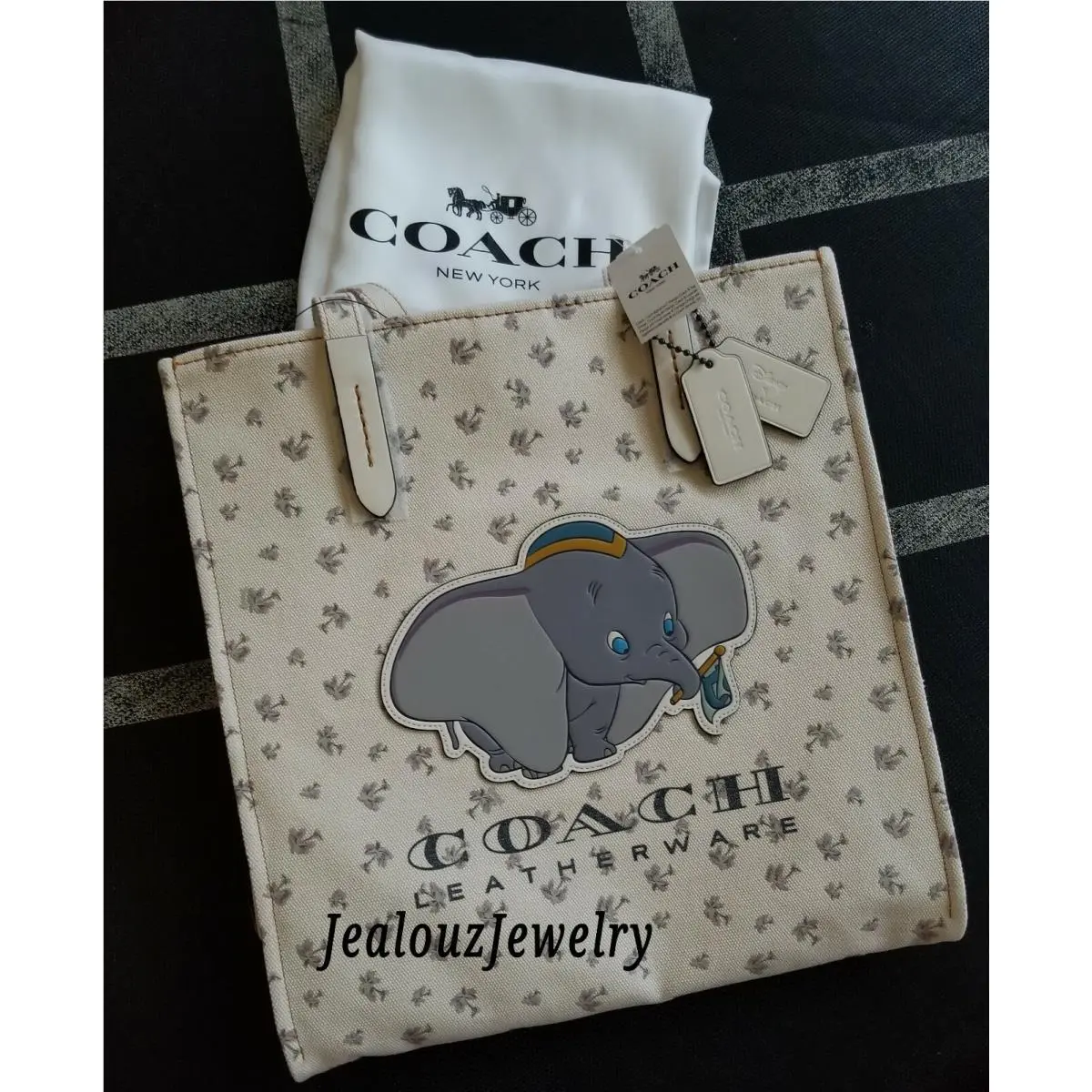 Authenthic Disney’s Dumbo Coach Canvas Leather Tote Handbag