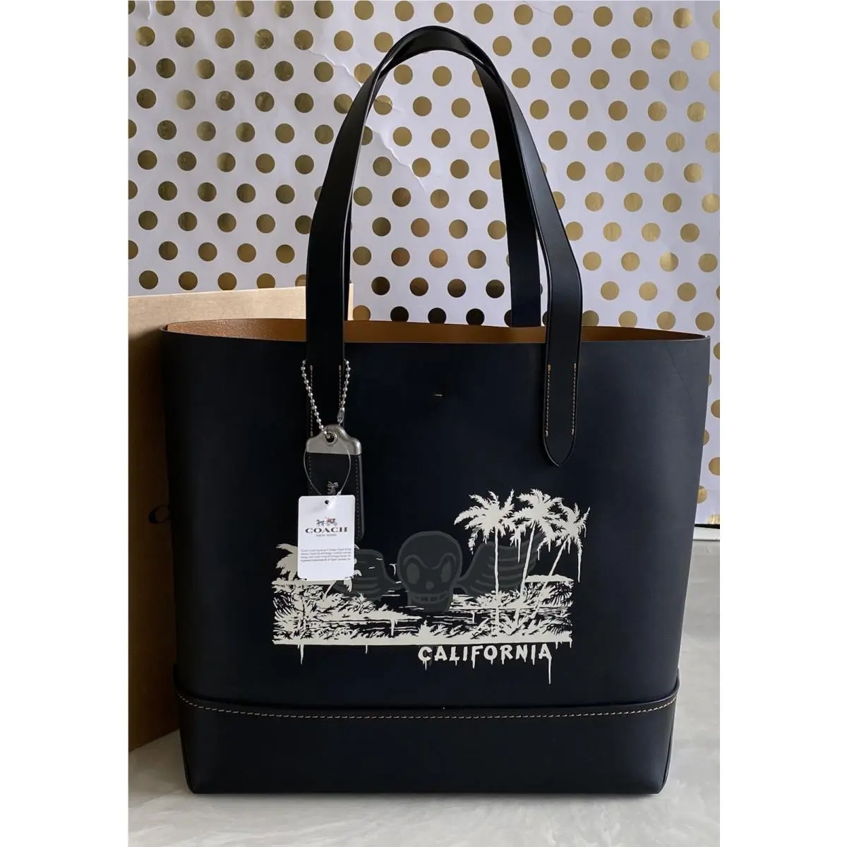 Coach 1941 L/e Gary Baseman Black Leather Gothem Wild Skull Surf Tote 58772