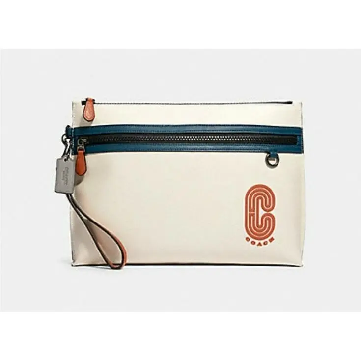Sporty Carry All Pouch with Reflective  Patch  91250 Qb/chalk by Coach