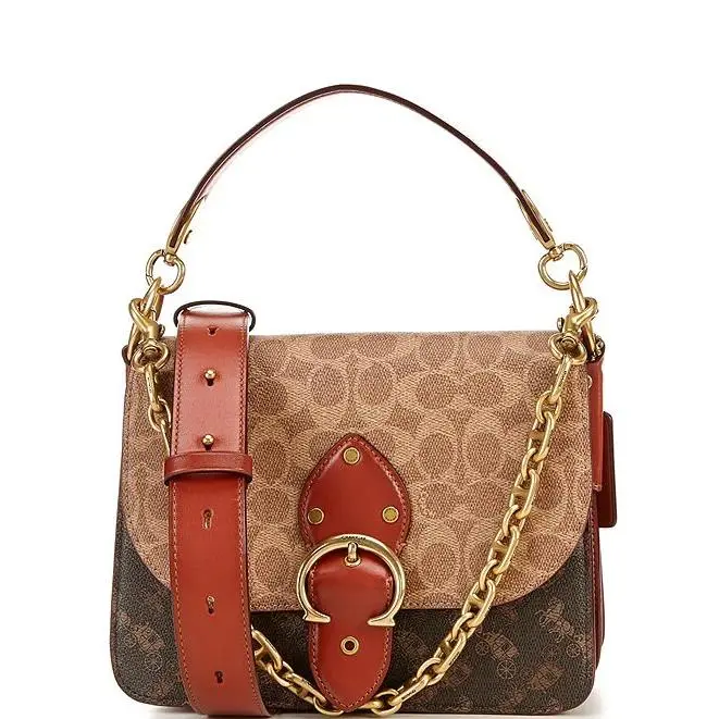 Coach Signature Horse and Carriage Print Beat Shoulder Bag C2418 Rust