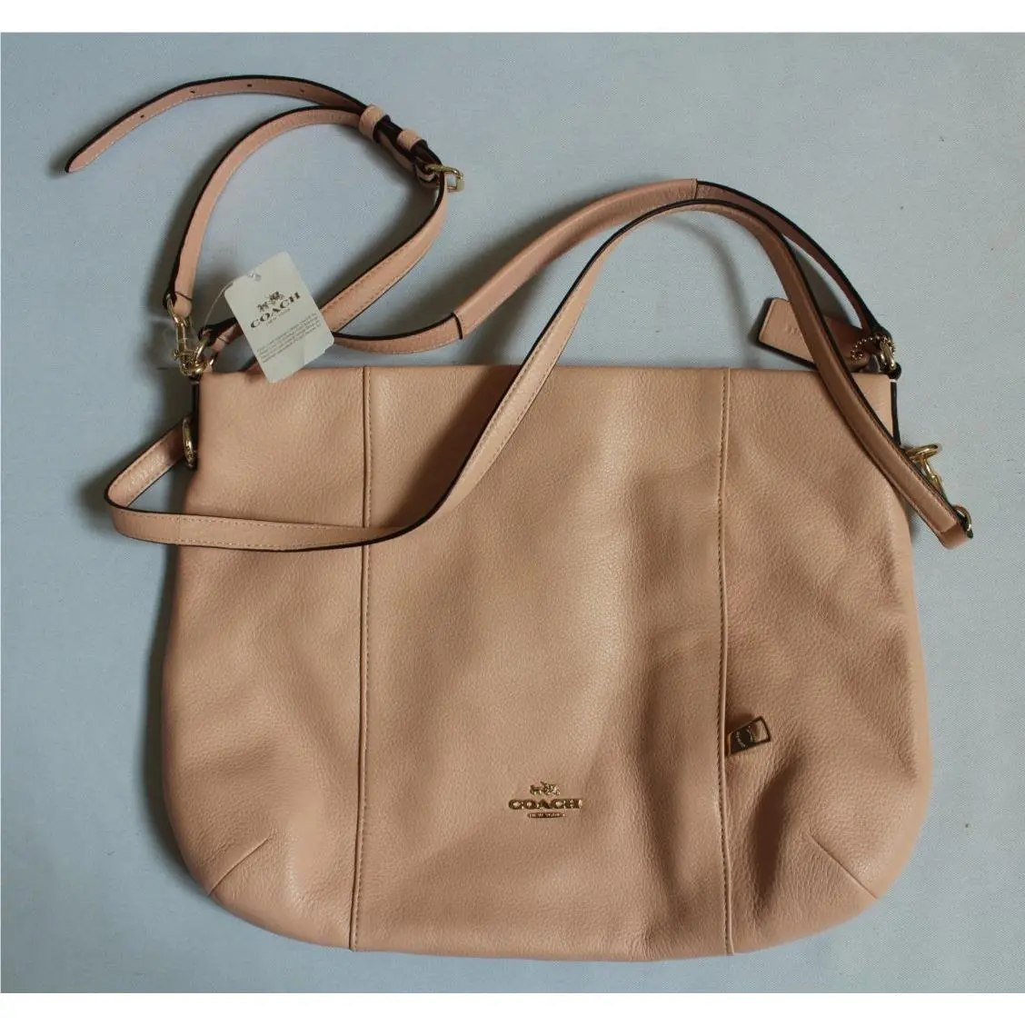 Coach • EW Isabelle Pebble Leather Convertible Shoulder Bag • Peach Rose F35809