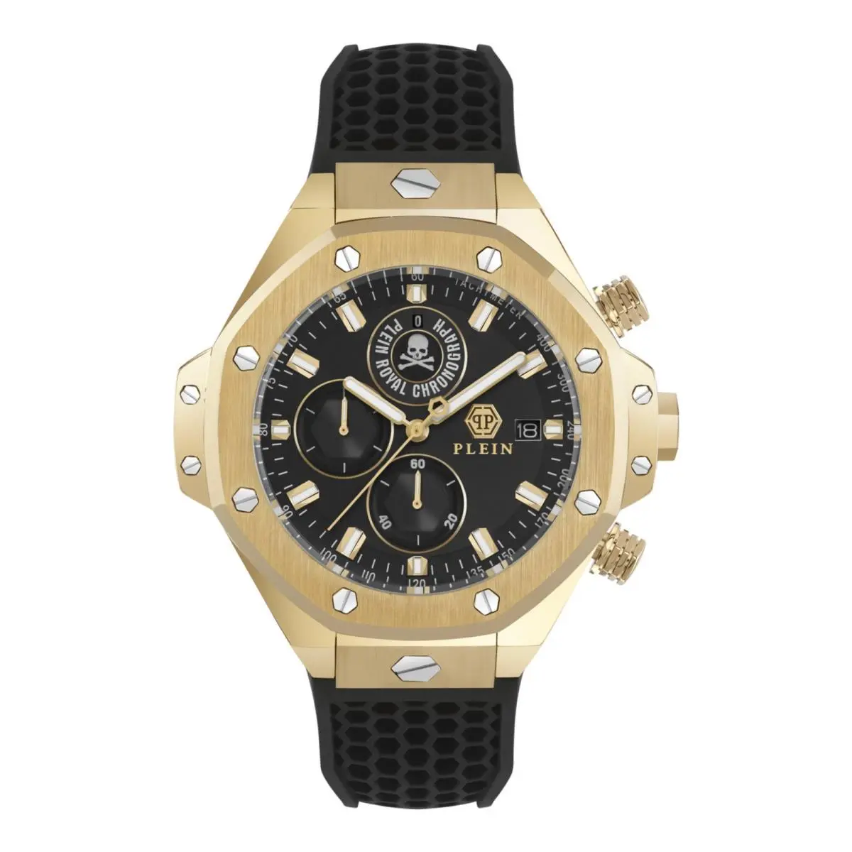 Philipp Plein Mens Gold 46mm Strap Fashion Watch