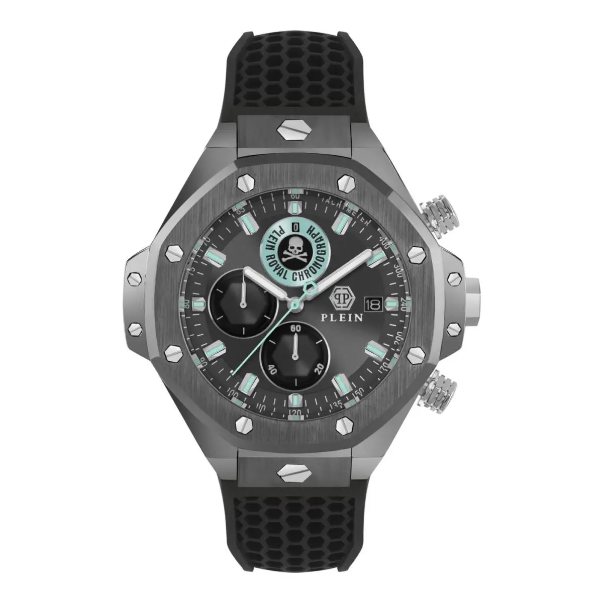 Mens Gunmetal 46mm Strap Fashion Watch by Philipp Plein