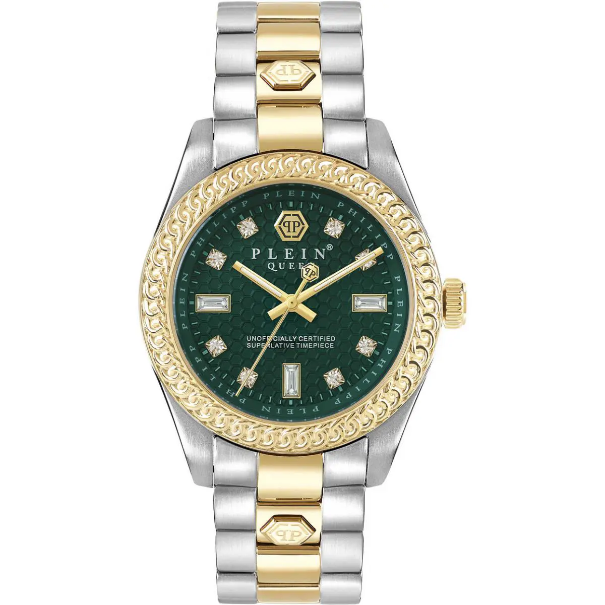 Philipp Plein PWDAA0421 Dual Tone Green Dial Date Indicator Women`s Watch