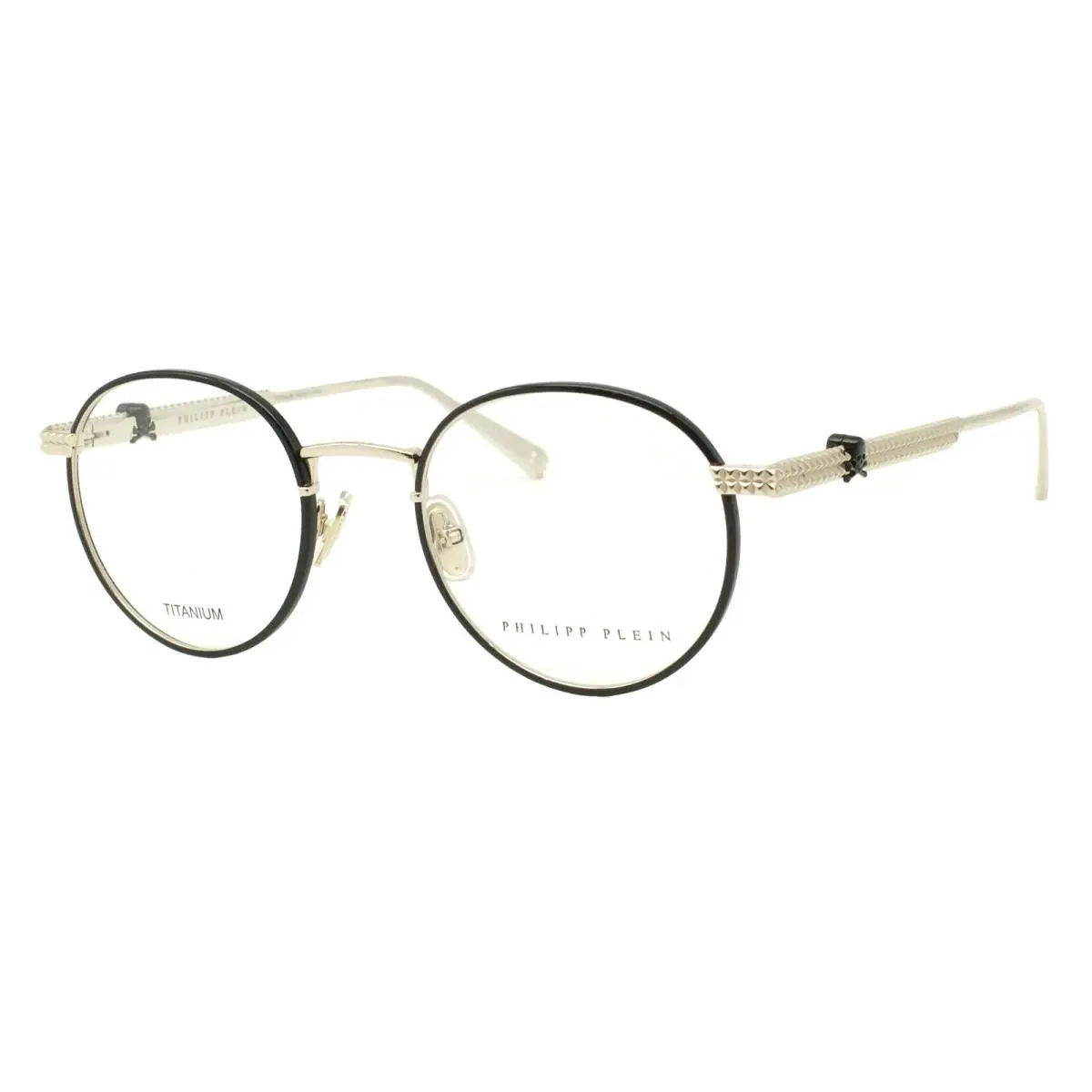 Philipp Plein VPP081V C0300 Black Gold Men`s Titanium Eyeglasses 50-21-145 Wcase