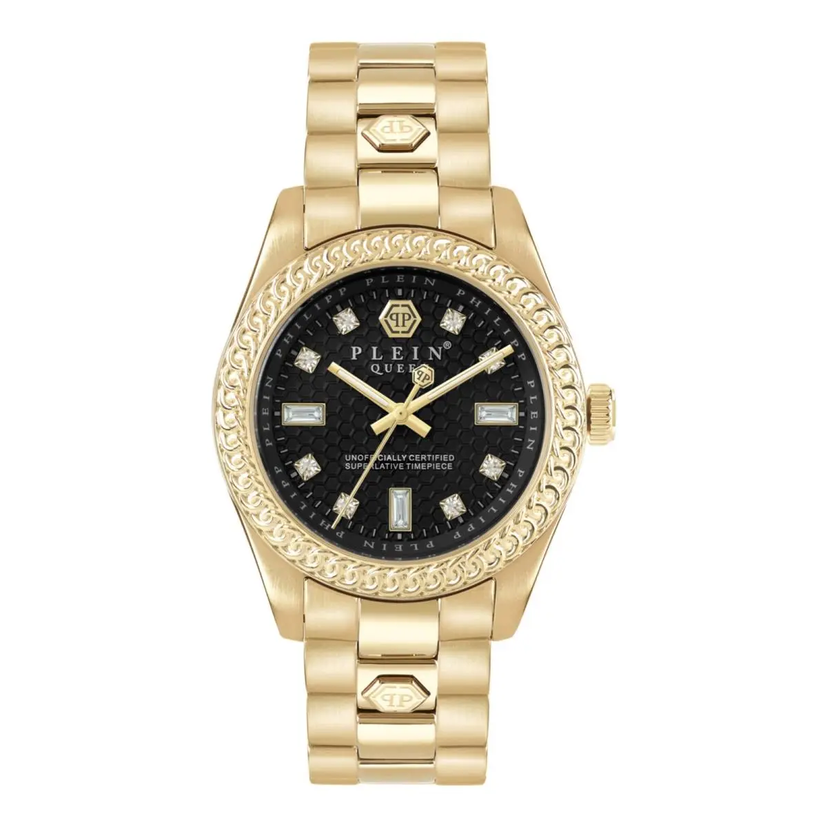 Philipp Plein Womens IP Yellow Gold 36mm Bracelet Fashion Watch