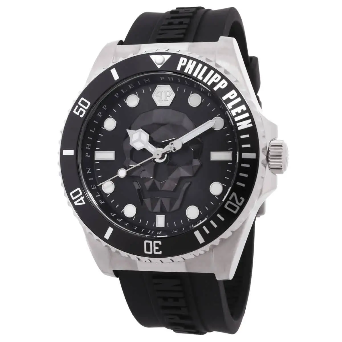 Analog The $kull Diver Men’s Watch Black Silicone Strap PWOAA0122 by Philipp Plein