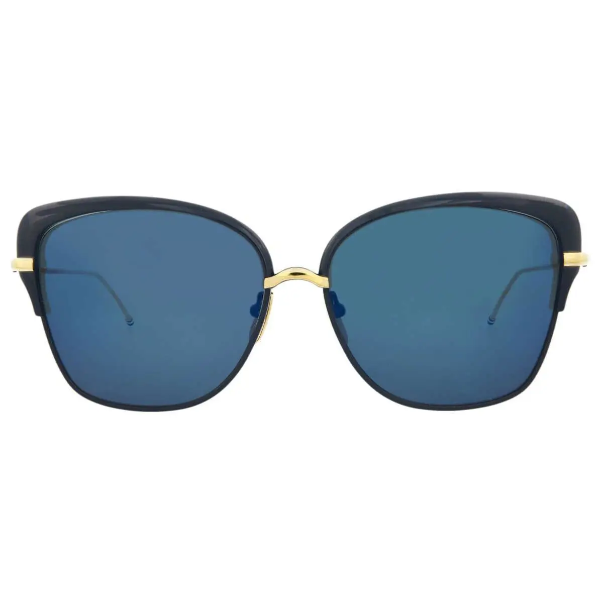 TB201 CNVYGLD60 Navy Shiny Gold Blue Lenses 60-15 Cat Eye Sunglasses by Thom Browne