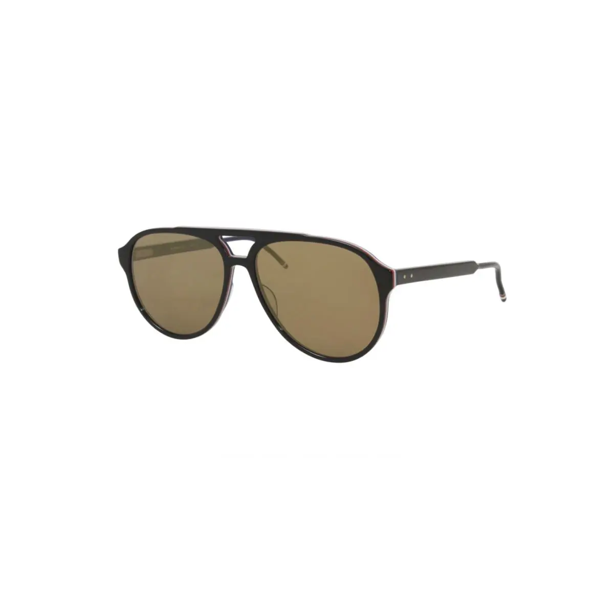 TBS408 6301 Black Gold w/ Brown Flat Lenses 63-17 Aviator Sunglasses by Thom Browne