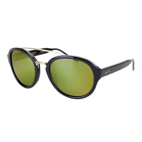 TB 504 Black-gold 12KGOLD Round Oversized Aviator Style Sunglasses by Thom Browne