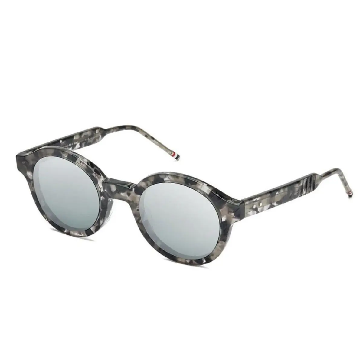 Thom Browne TBS411-47-03 Grt 47mm Gray Havana Round Mirror Sunglasses Japan