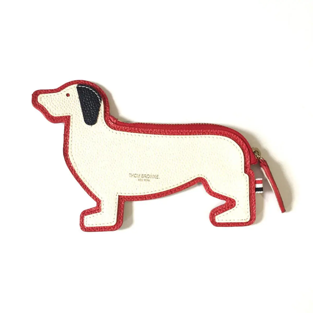 Thom Browne Hector Dog Pouch Zip Wallet Funmix Pebble Leather