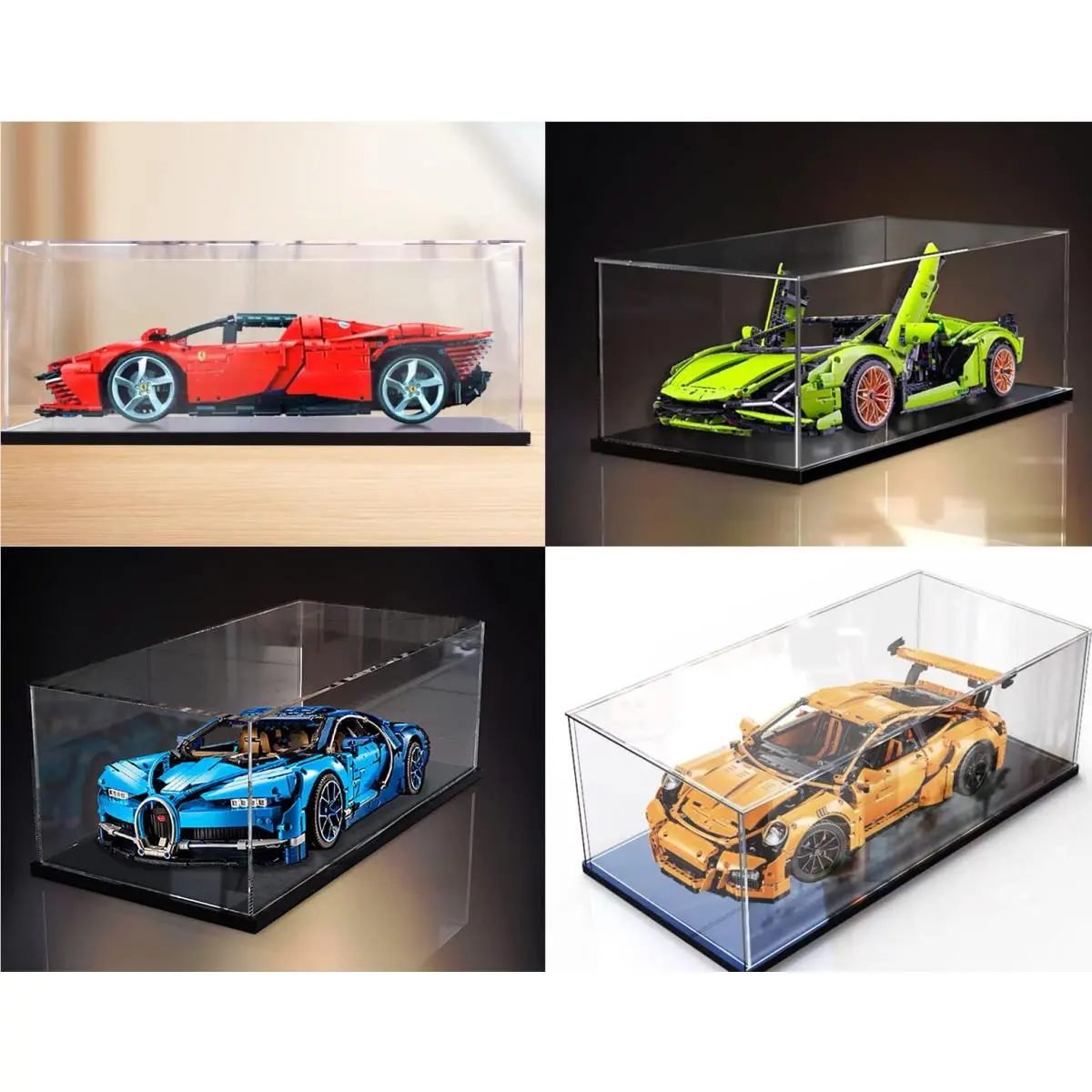 Acrylic Display Case For Lego 42115 42083 42143 Lamborghini Bugatti Ferrari without background board