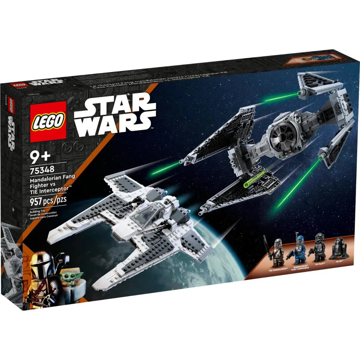 Mandolorian Fang Fighter vs Tie Interceptor Fleet Commander Lego Star Wars 75348