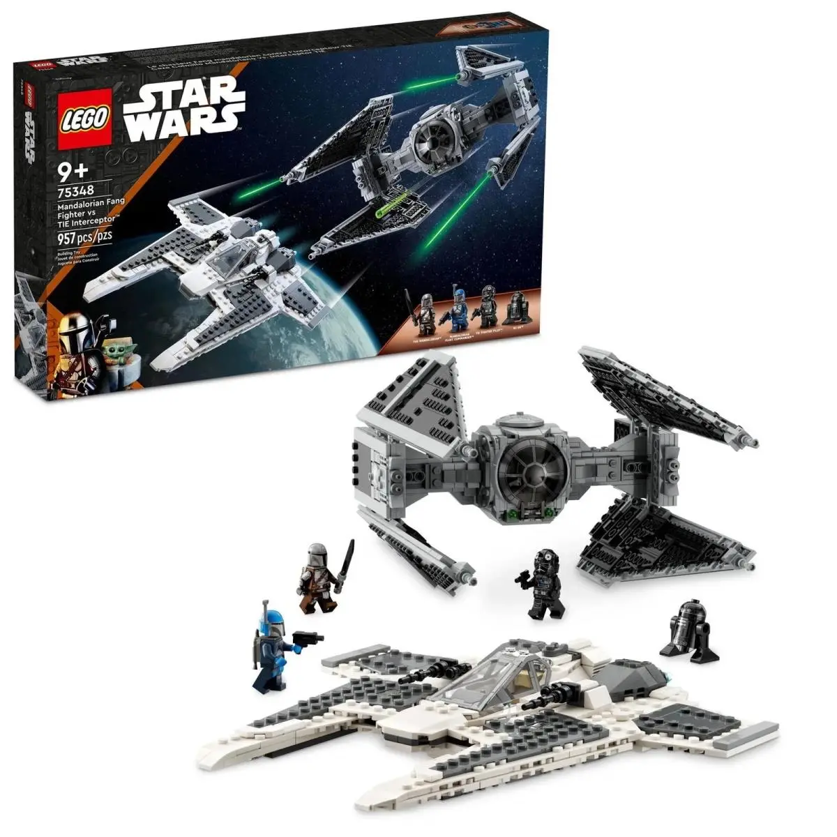 Lego Star Wars 75348 Mandalorian Fang Fighter vs Tie Interceptor Minifigures