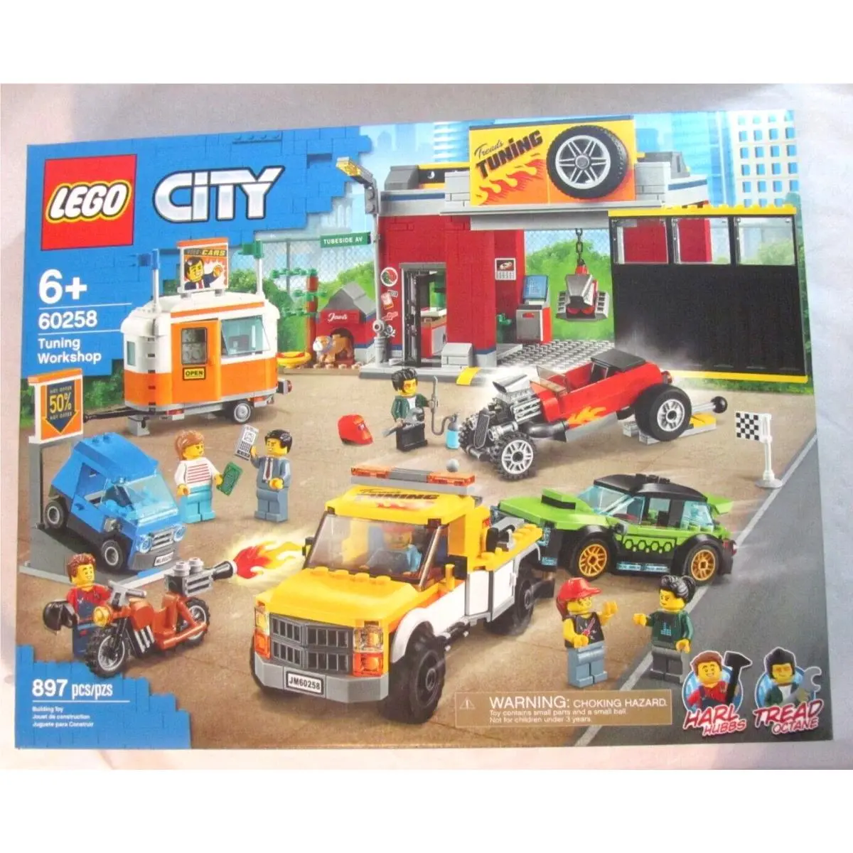 Lego City 60258 Tuning Workshop 897 Piece Set Vehicles 7 Figs Retired