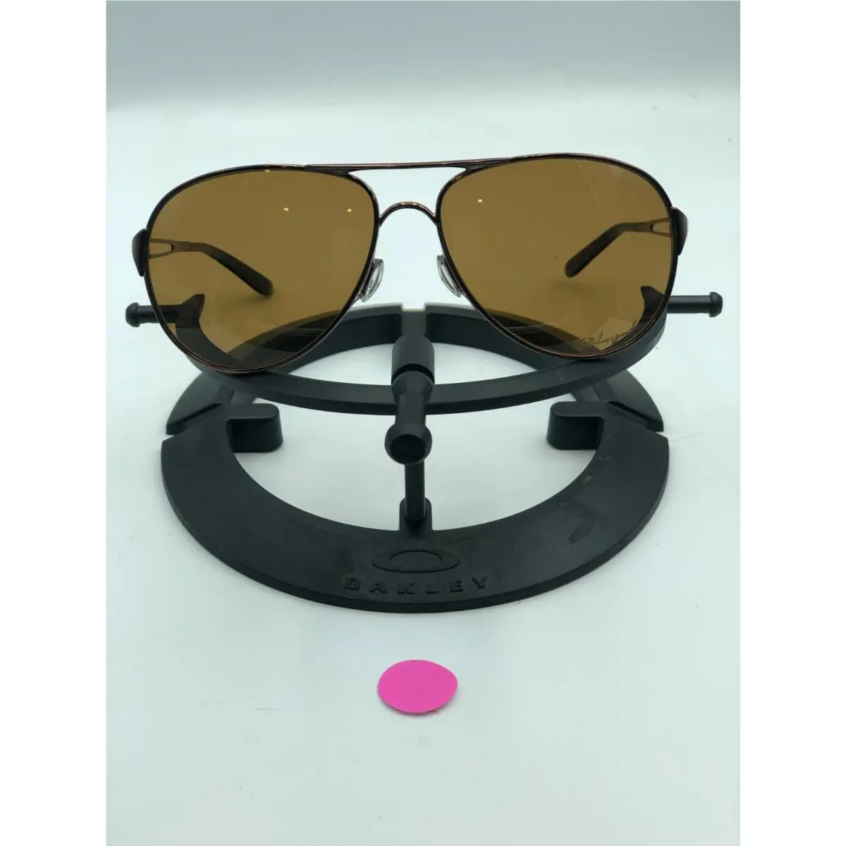 Oakley Caveat Brunette Polarized Bronz Womens 60mm Aviator Sunglass OO4054-05 - Frame: Brunette, Lens: Gold