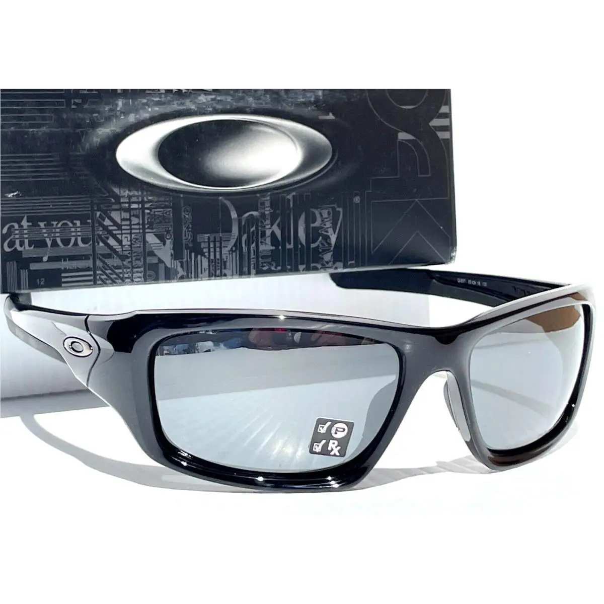 Oakley Valve Shiny Black Polarized Black Iridium Lens Sunglass 9236 12-837