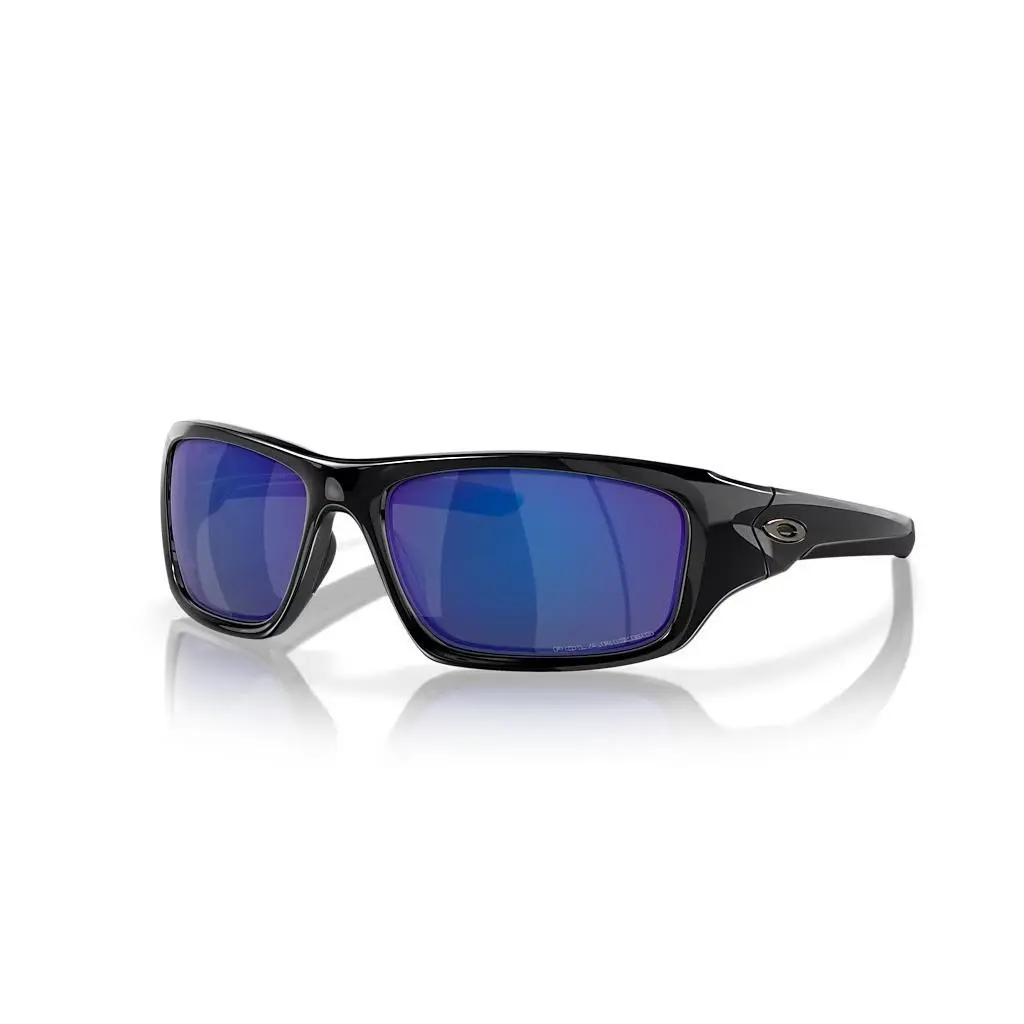 Oakley Valve Sunglasses Polished Black Deep Blue Iridium Polarized OO9236-12 - Frame: Black, Lens: Blue