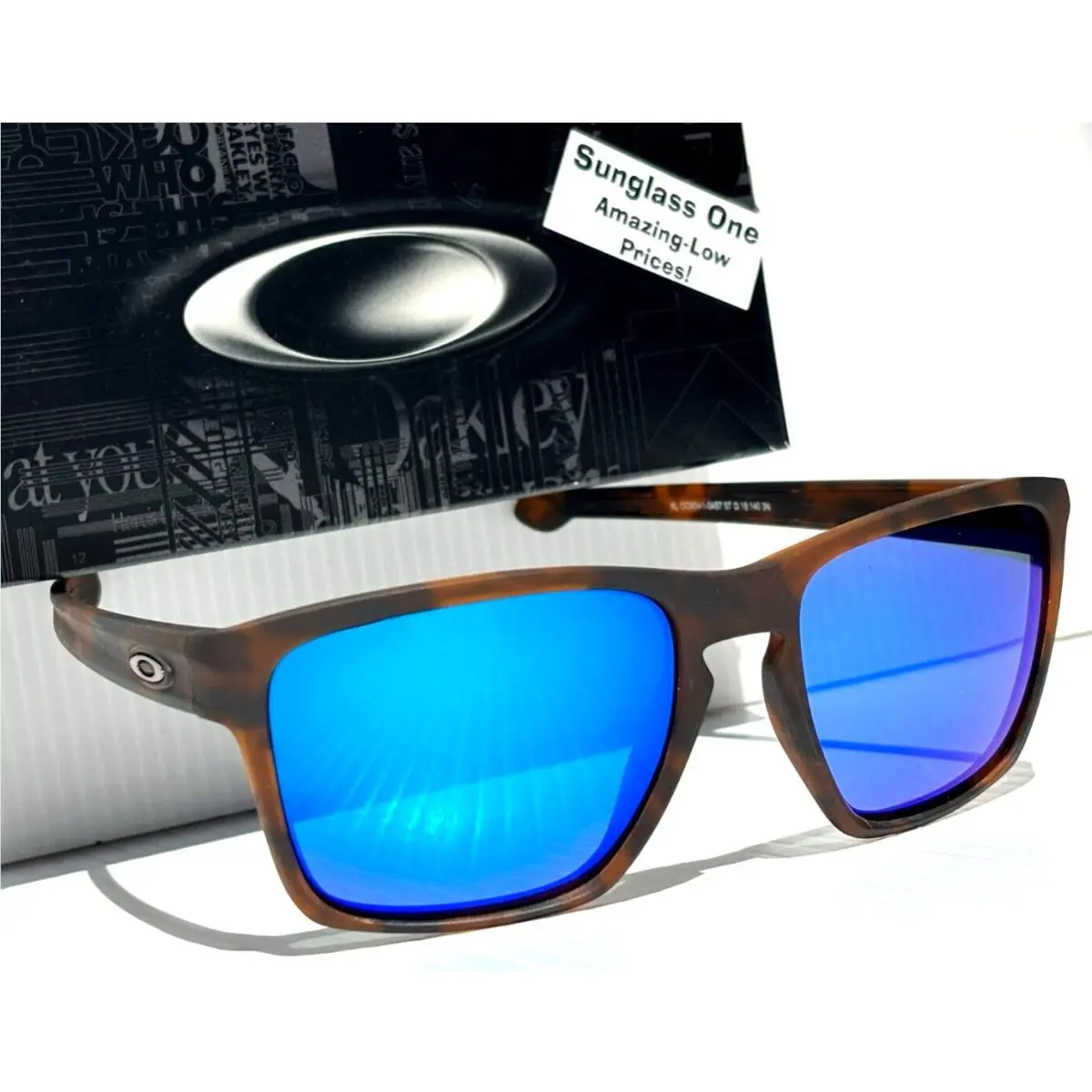 Sliver XL Matte Tortoise Polarized Galaxy Blue Mirror Sunglass 9341 by Oakley
