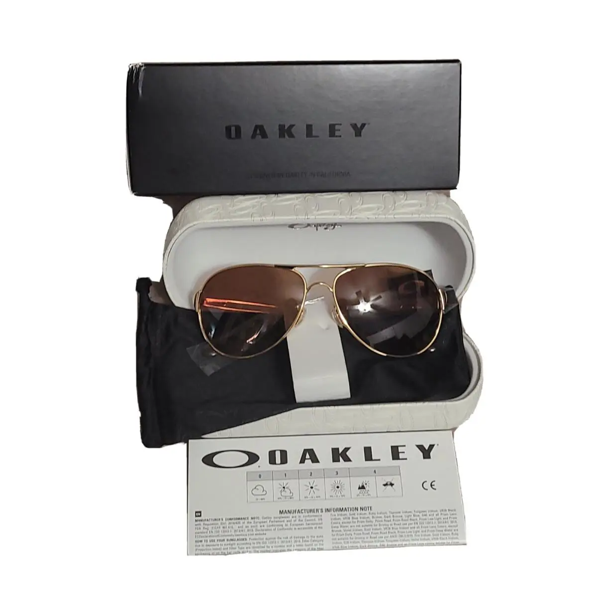 Caveat Polished Gold Frame Dark Brown Gradient Lenses 4054-07 w/ Case by Oakley