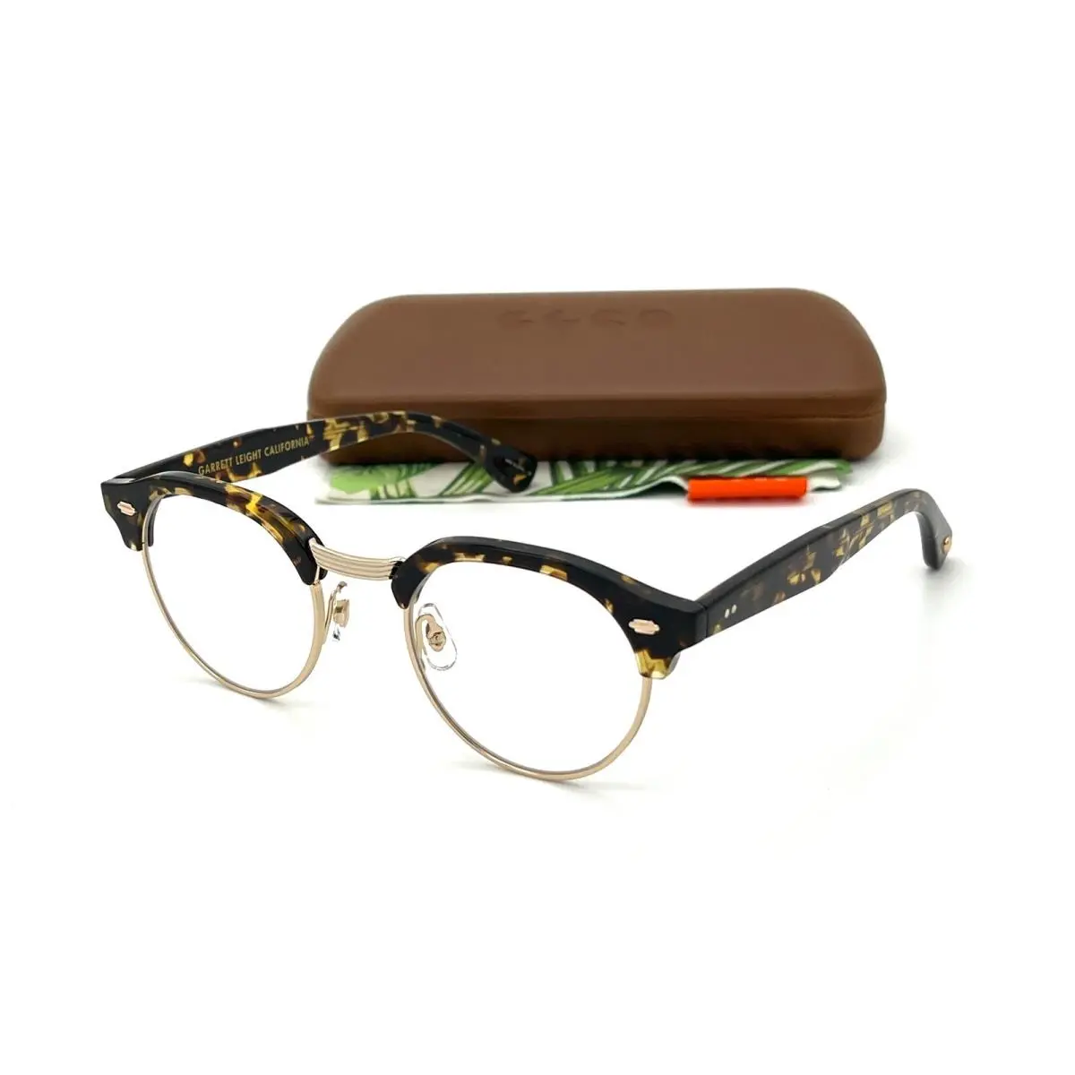 Garrett Leight Oakwood Tut-g Tortoise Gold / Clear Lens 47mm Eyeglasses