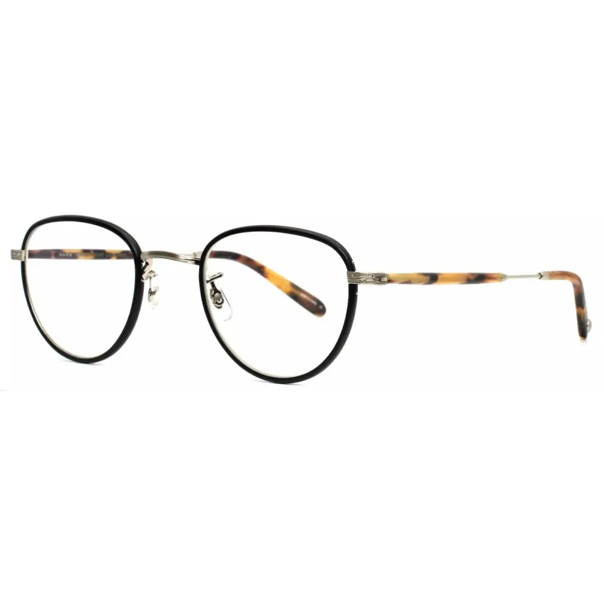 Garrett Leight Unisex Eyeglasses Acetate/metal Oval Frame Wiltern Mbk-bs-mdkt - Frame: Matte Black-Brushed Silver-Matte Dark Tortoise, Lens: Demo