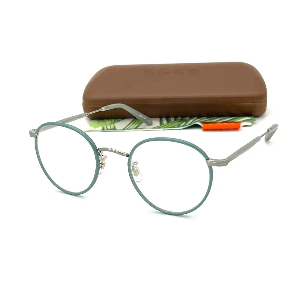 Garrett Leight Wilson Sage Pear Brushed Silver / Clear Lens 47mm Eyeglasses