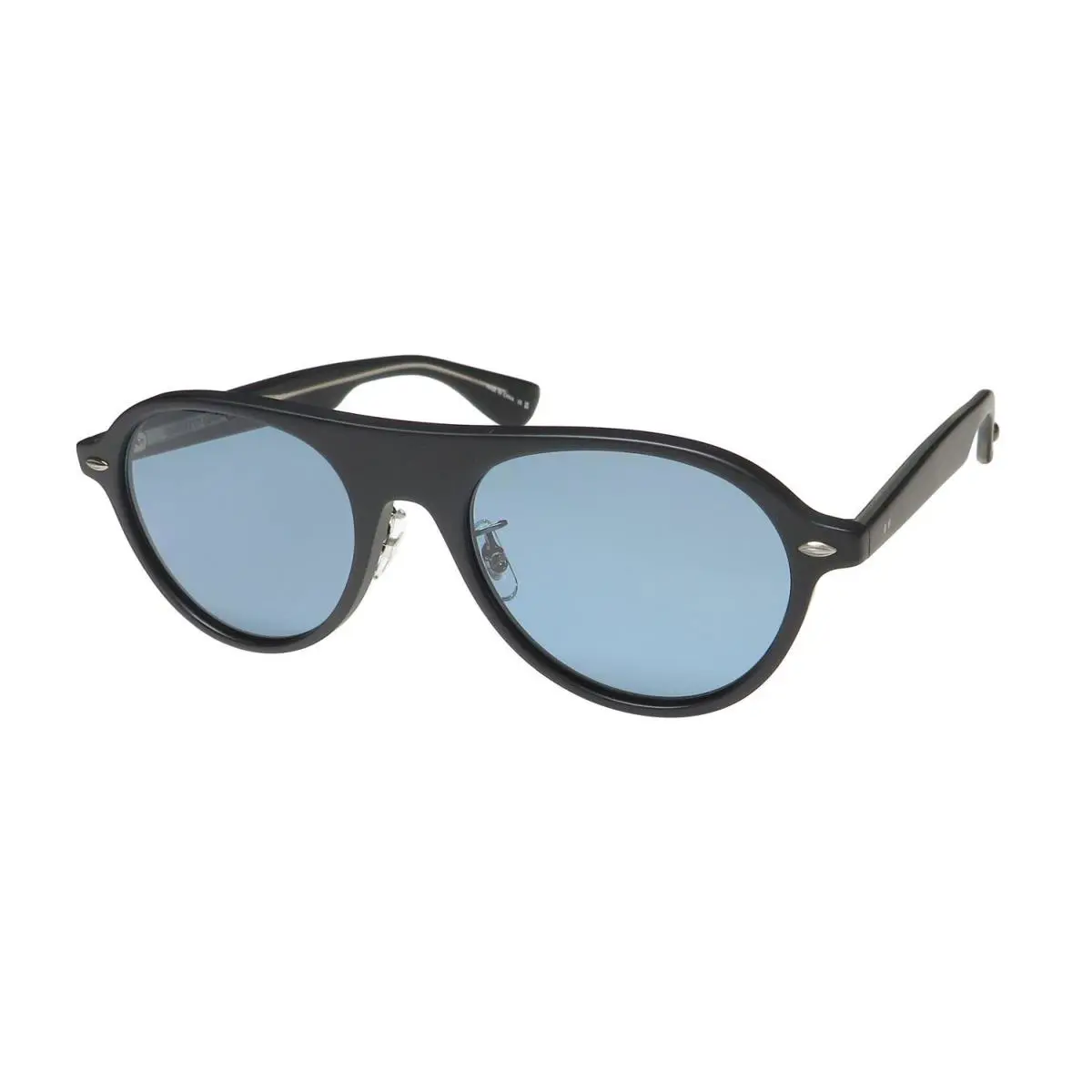 Garrett Leight Lady Eckhart Mbk Matte Black Aviator Sunglasses w Blue Lens