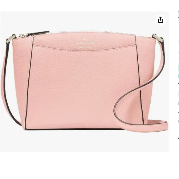 Kate Spade Monica Pebbled Leather Crossbody Bag Purse Tea Rose WKR00258