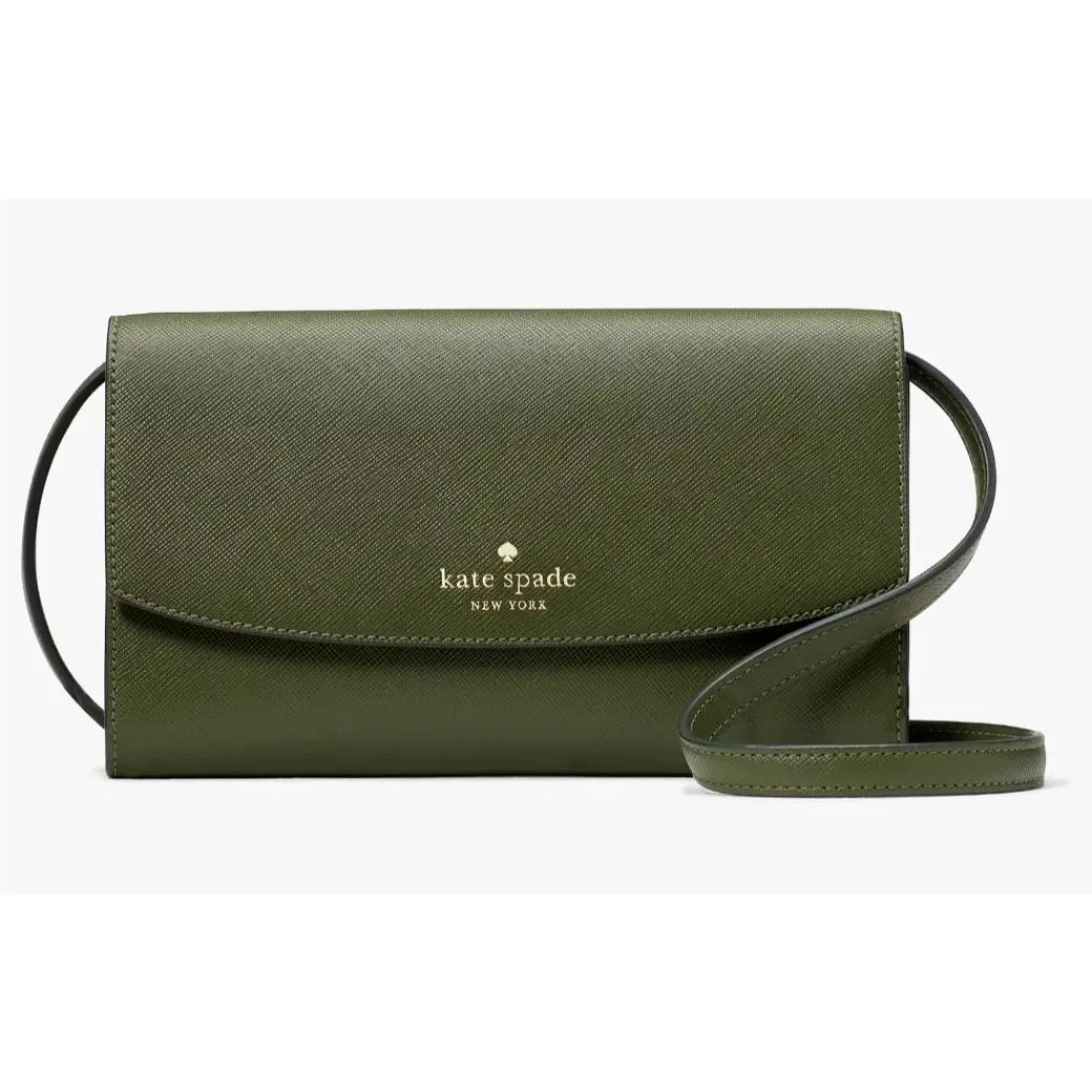 Kate Spade Dana Small Flap Crossbody Bag Army Green Saffiano