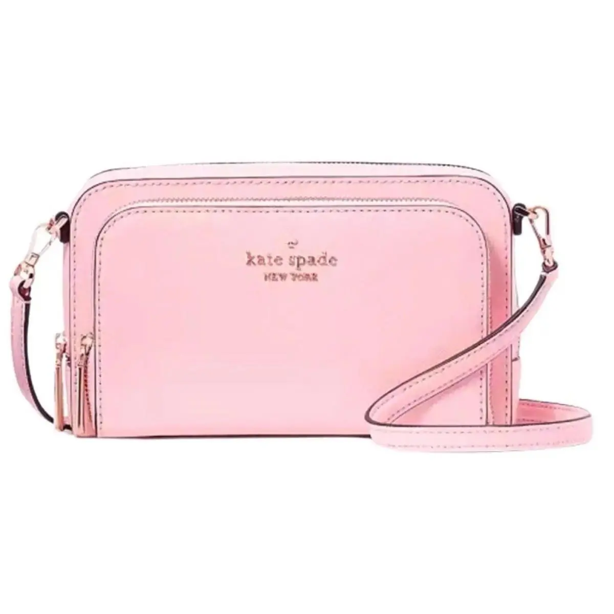 Staci Dual Zip Around Crossbody Quartz Pink Leather WLR00410 by Kate Spade