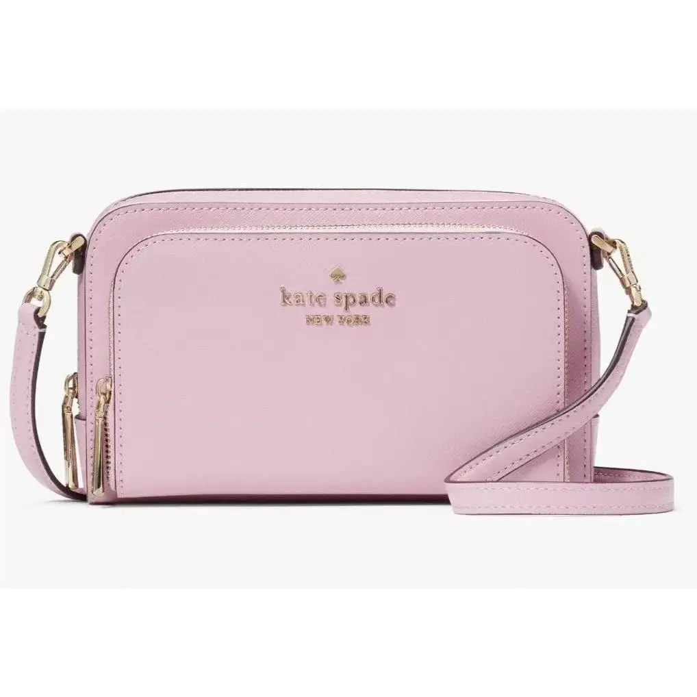 Kate Spade Dual Zip Around Crossbody Quartz Pink Leather WLR00410