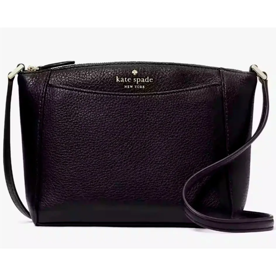Kate Spade Monica Crossbody Purse Bag Black Pebbled Leather KE937