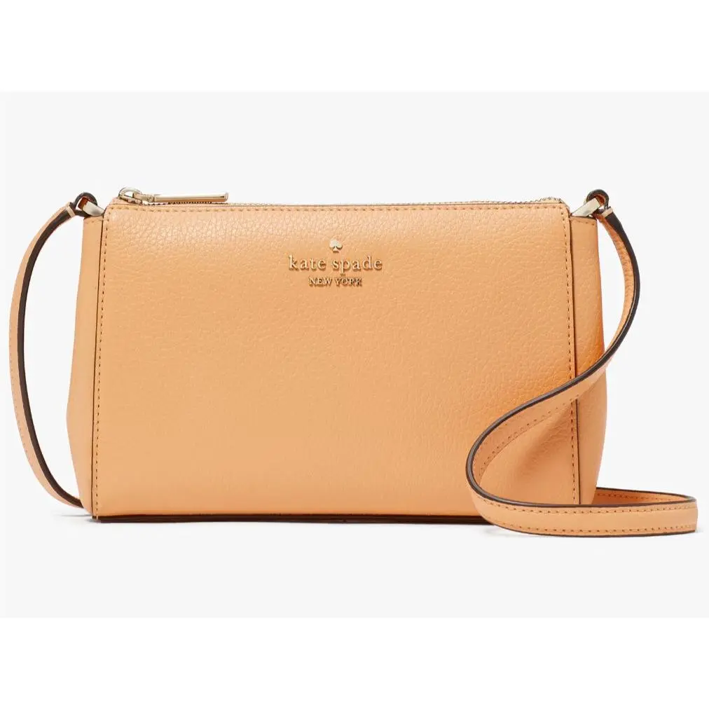 Kate Spade Leila Top Zip Crossbody Bag Orange Cream Leather Purse KG463