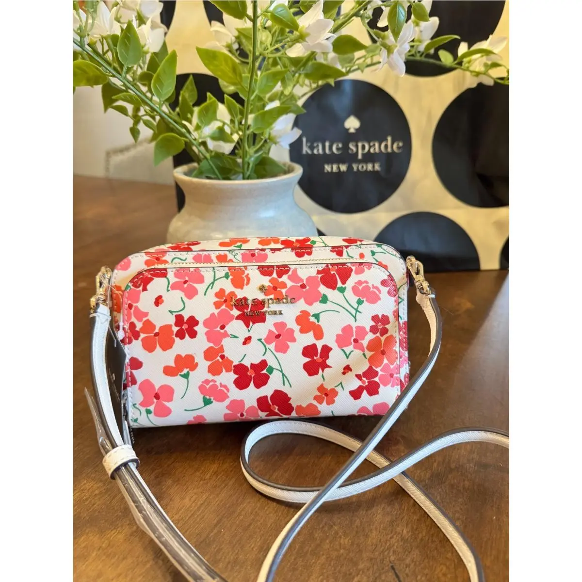 Staci Sunny Floral Dual Zip Around Crossbody Pink Multi KG471 by Kate Spade