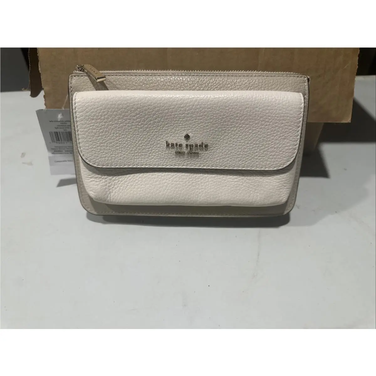 Kate Spade Leila Small Flap Crossbody Bag Light Sand Leather Purse K828