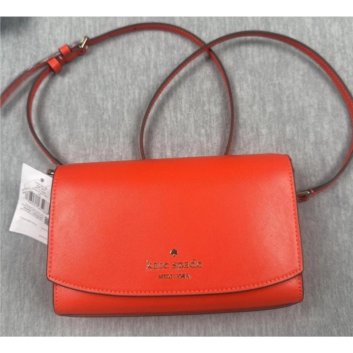 Kate Spade Staci Crossbody Small Flap Tomato Sli Red Leather Gold Hardware
