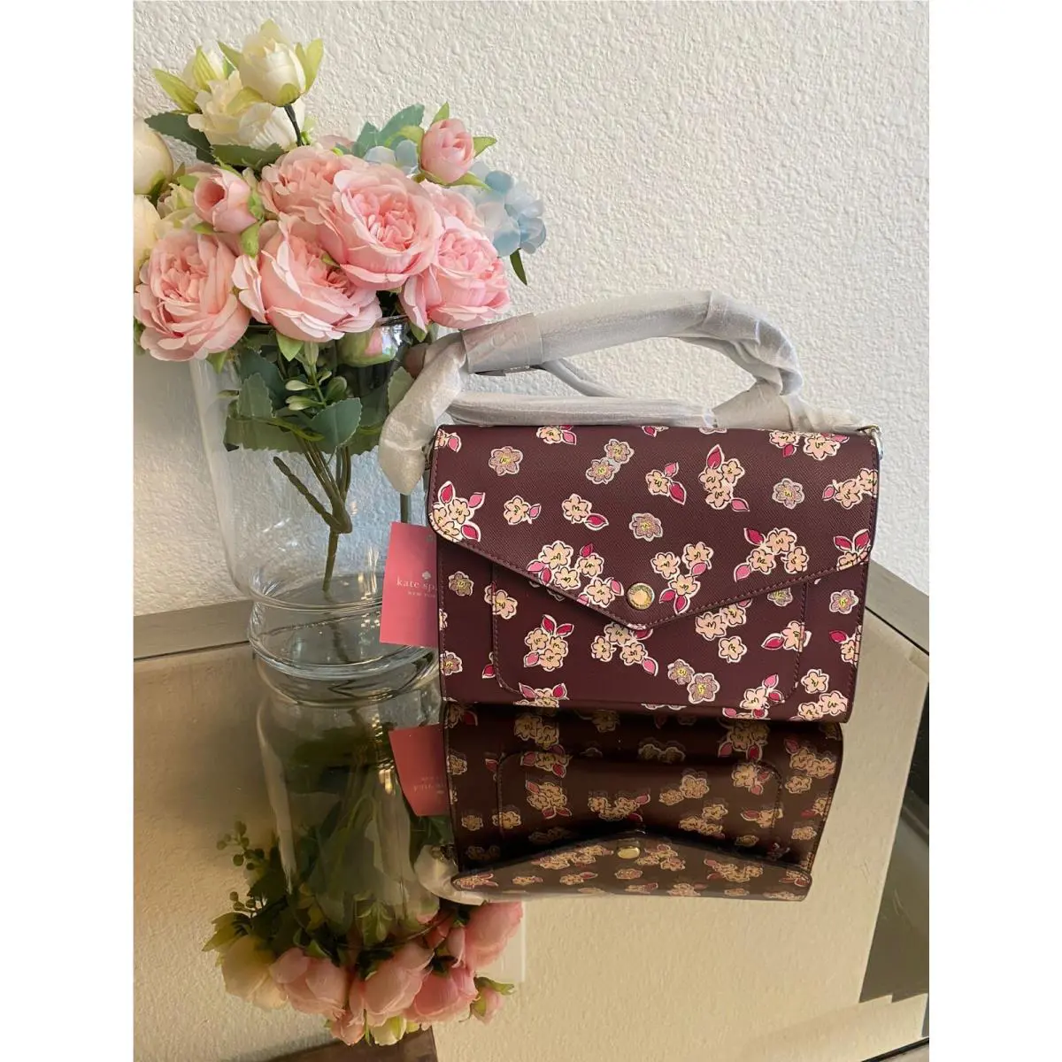 Kate Spade Frosted Floral Tinsel Flap Crossbody/clutch Bag in Deep Berry