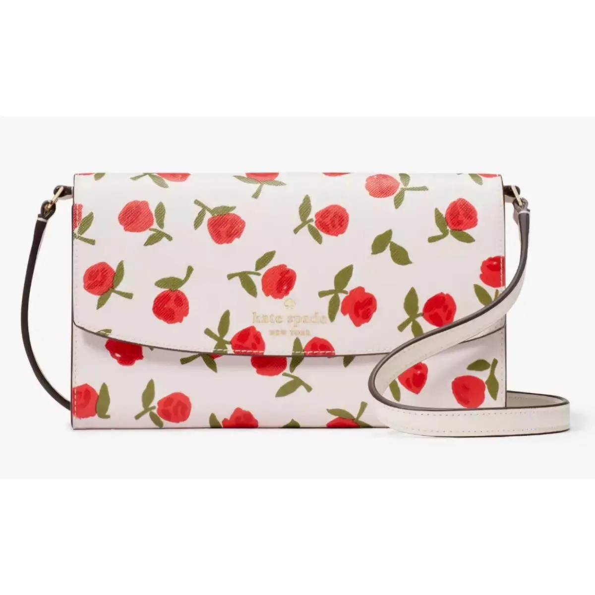 Kate Spade Dana Small Flap Crossbody Bag Festive Rosette KE622 Chalk