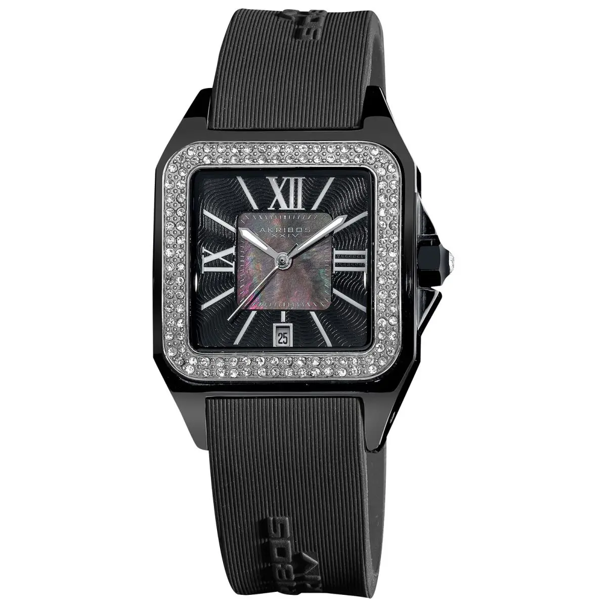 Women`s Akribos Xxiv AK546 Square Ceramic Case Crystal Bezel Mop Dial Watch by Akribos XXIV