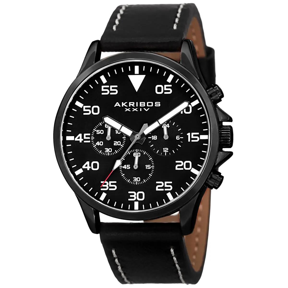 Men`s Akribos Xxiv AK773 Swiss Multifunction Day Date Leather Strap Watch