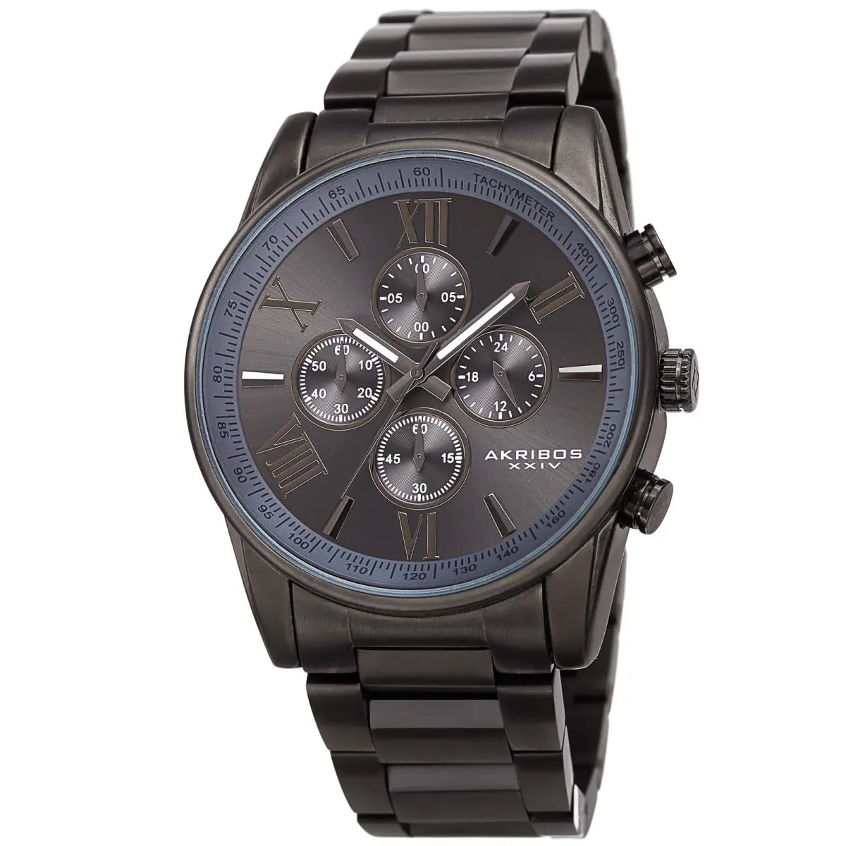 Men`s Akribos Xxiv AK1072 Quartz Chronograph Stainless Steel Bracelet Watch Gunmetal Grey by Akribos XXIV