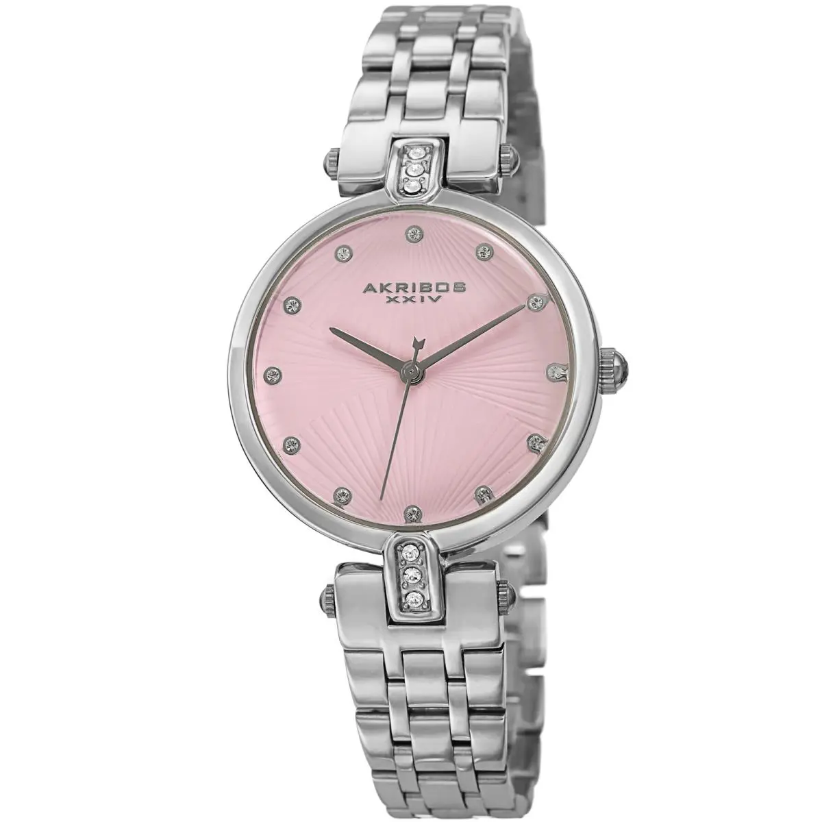 Women`s Akribos Xxiv AK1085 Swarovski Crystal Stainless Steel Bracelet Watch Pink by Akribos XXIV
