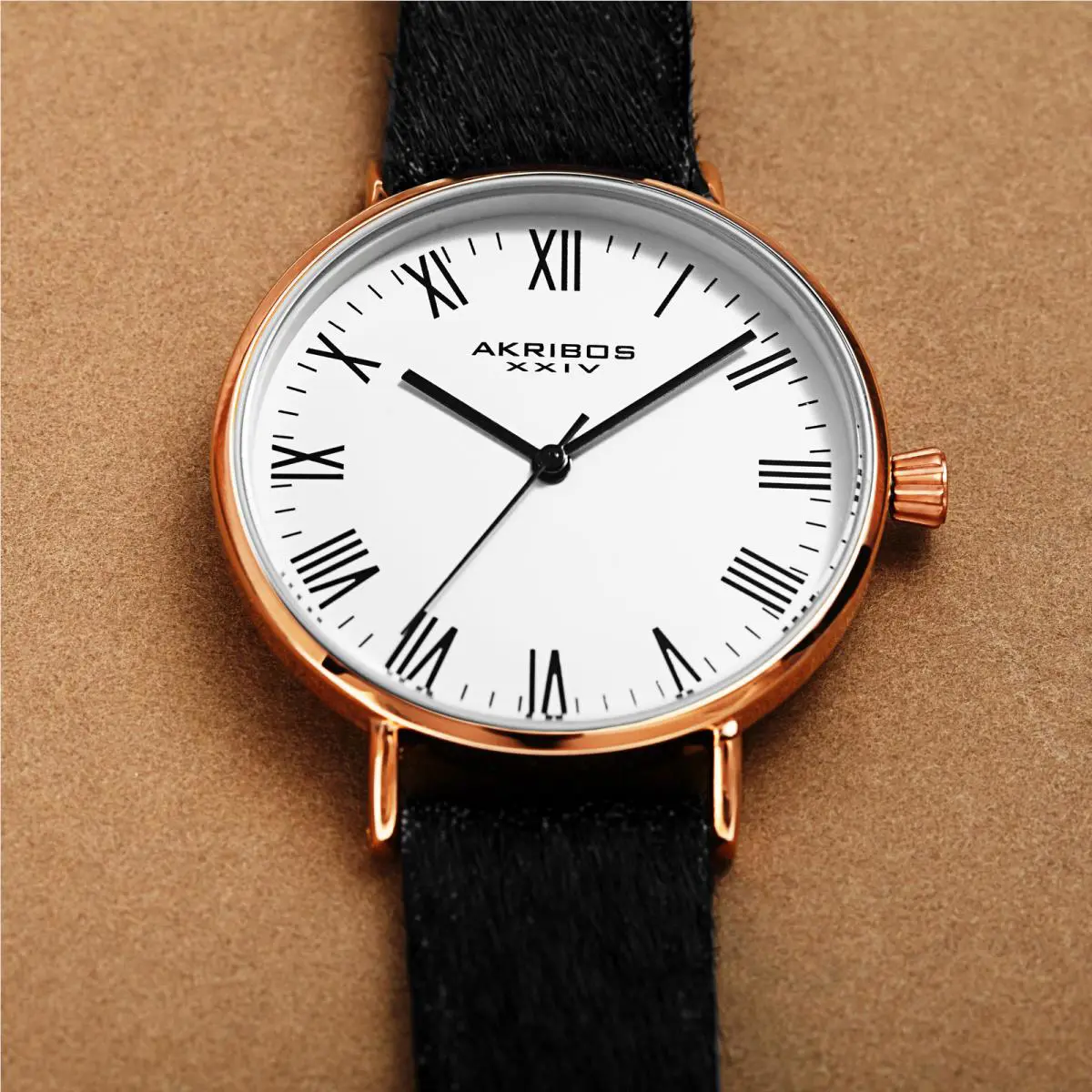 Women`s Akribos Xxiv AK1081 Smart Design Cavallino Pony Hair Leather Watch Black by Akribos XXIV