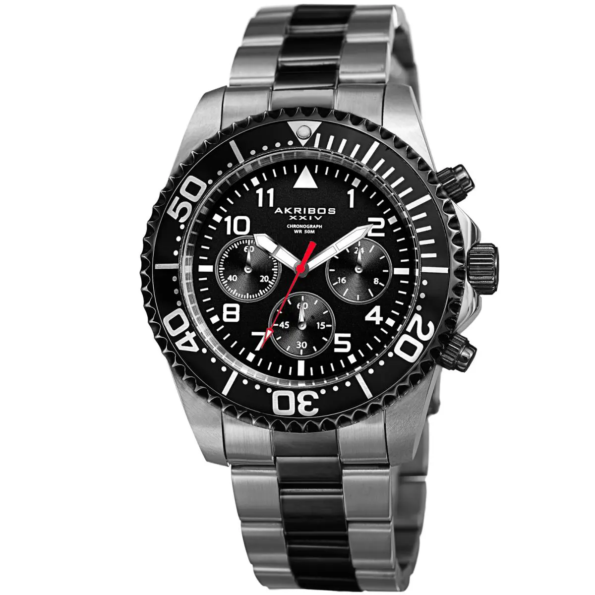 Men`s Akribos Xxiv AK950 Diver Chronograph Stainless Steel Bracelet Watch Mica Two Tone by Akribos XXIV